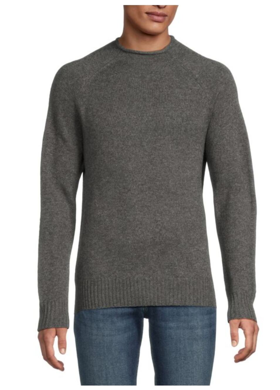Naadam Mockneck Wool Blend Sweater Men Grey XL Cashmere Wool